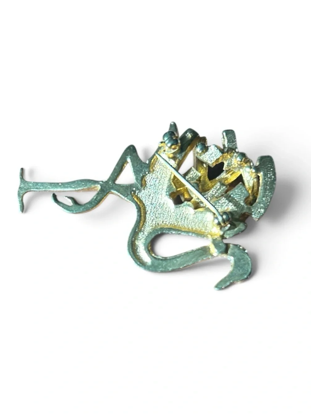 Crystal-Accent Flamingo Brooch in Clear, Green & Red